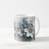 3d witte bloemen mok wrap, 3d design wrap mok (Voorkant rechts)