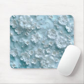 3D witte bloemen op lichtblauwe achtergrond Muismat (Met muis)