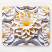3D Witte en Gele Bloemen Muismat (Voorkant)