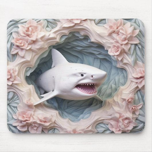 3D witte haai Muismat (Voorkant)
