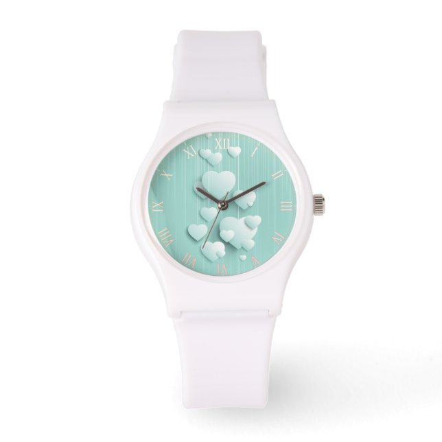 3D witte harten Horloge (Voorkant)