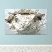3D Witte Koning Cobra Slang Portret Canvas Muurkun (Insitu (Houten vloer))