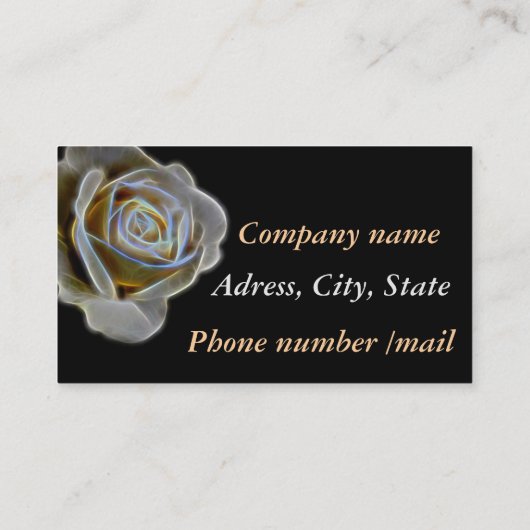 3D witte roos Visitekaartje (Achterkant)