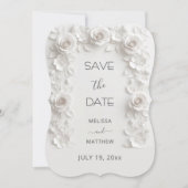 3D Witte Rozen Save The Date Kaart (Voorkant)