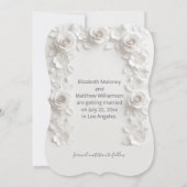 3D Witte Rozen Save The Date Kaart (Achterkant)