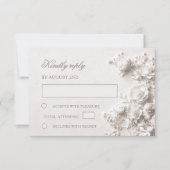3D Witte Rozen Wilde Bloemen Bruiloft RSVP Kaartje (Voorkant)