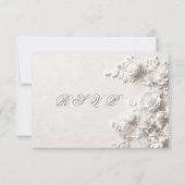 3D Witte Rozen Wilde Bloemen Bruiloft RSVP Kaartje (Achterkant)