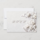 3D Witte Rozen Wilde Bloemen Bruiloft RSVP Kaartje (Achterkant)