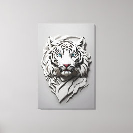 3D witte tijger kunst Canvas Afdruk