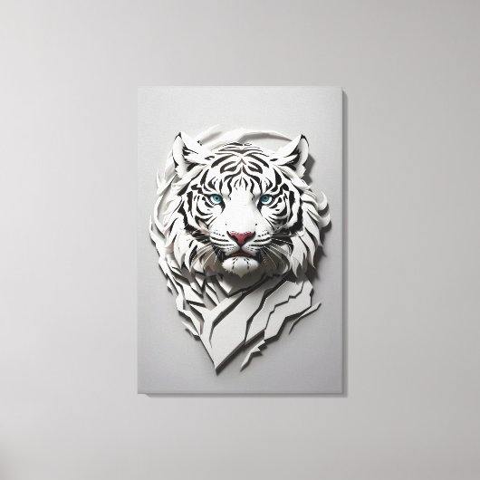 3D witte tijger kunst Canvas Afdruk (Voorkant)