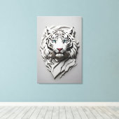3D witte tijger kunst Canvas Afdruk (Insitu (Houten vloer))