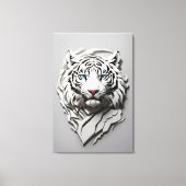 3D witte tijger kunst Canvas Afdruk (Voorkant)