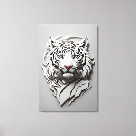 3D witte tijger kunst Canvas Afdruk