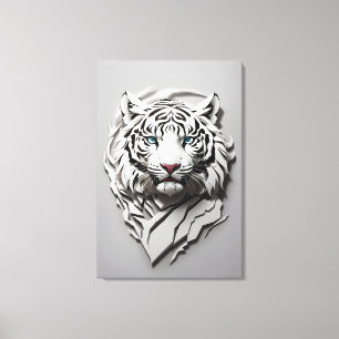 3D witte tijger kunst Canvas Afdruk