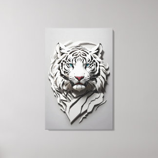 3D witte tijger kunst Canvas Afdruk