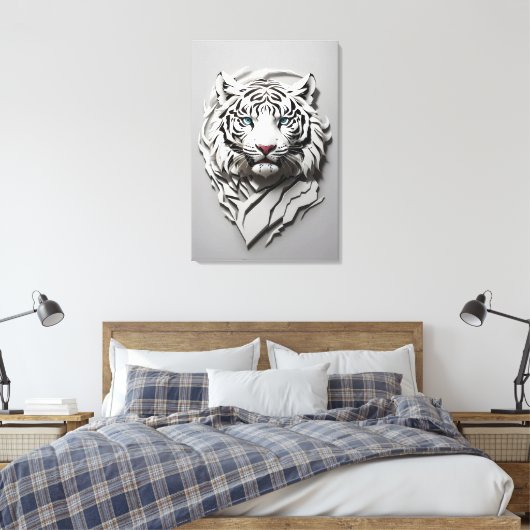 3D witte tijger kunst Canvas Afdruk (Insitu (Slaapkamer))