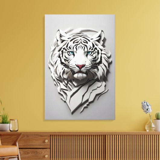 3D witte tijger kunst Canvas Afdruk (Insitu (Woonkamer))