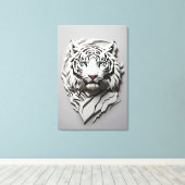 3D witte tijger kunst Canvas Afdruk (Insitu (Houten vloer))