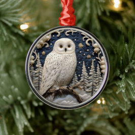 3D Witte Uil Woodland Dierlijke Kerstmis Metalen Ornament
