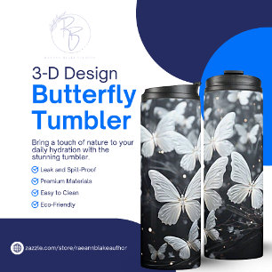 3D-Witte Vlinders Thermische Bekerk Thermosbeker