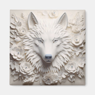 3D witte wolf gezicht Magneet