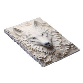 3D witte wolf gezicht Notitieboek (Rechterzijde)