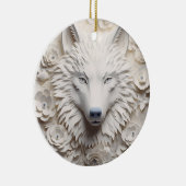 3D Witte Wolf Kerstmis Keramisch Ornament (Rechts)