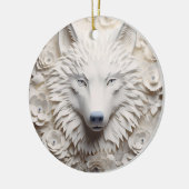 3D Witte Wolf Kerstmis Keramisch Ornament (Links)