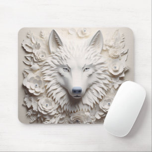 3D Witte Wolf Muismat