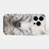 3D Witte Wolfengezicht iPhone Hoesje (Achterkant horizontaal)