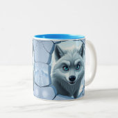 3d wolf Gat In Een Muur Mok Wrap ontwerp (Voorkant rechts)