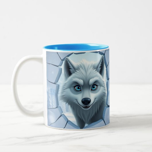 3d wolf Gat In Een Muur Mok Wrap ontwerp (Links)