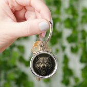 3D Wolf Kop Spea Medaillon Stijl Sleutelhanger (Hand)