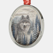 3D Wolf Woodland Kerstmis dier Metalen Ornament (Links)