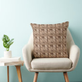 3D Wooden Block Pattern with Light Brown Grain and Kussen (Stoel)