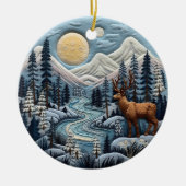 3D Woodland rendieren kerstdieren Keramisch Ornament (Voorkant)