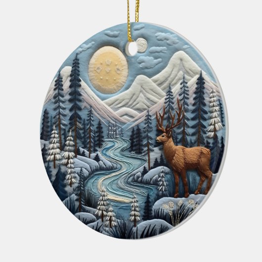3D Woodland rendieren kerstdieren Keramisch Ornament (Links)