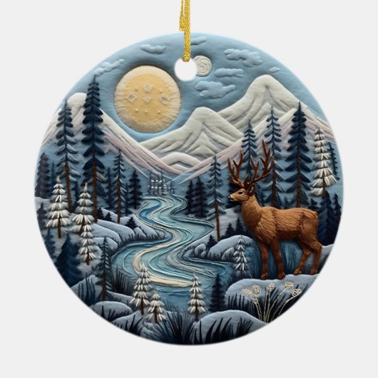3D Woodland rendieren kerstdieren Keramisch Ornament (Achterkant)