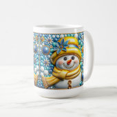 3D Yellow Christmas Snowman  Koffiemok (Voorkant rechts)