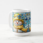 3D Yellow Christmas Snowman  Koffiemok (Voorkant links)