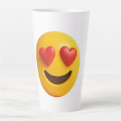 3d yellow smiling emoji face with heart shaped eye latte mok (Voorkant)