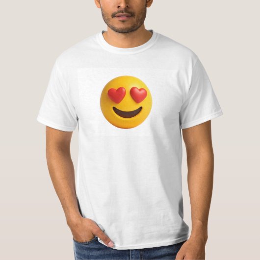 3d yellow smiling emoji face with heart shaped eye t-shirt (Voorkant)