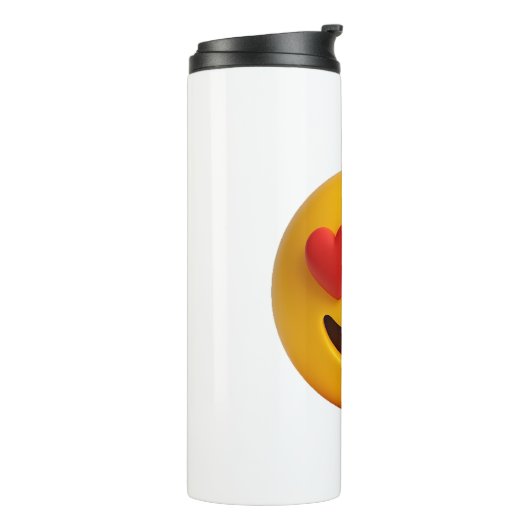 3d yellow smiling emoji face with heart shaped eye thermosbeker (Gedraaid links)