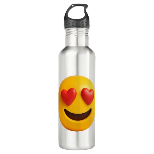 3d yellow smiling emoji face with heart shaped eye waterfles  (Voorkant)