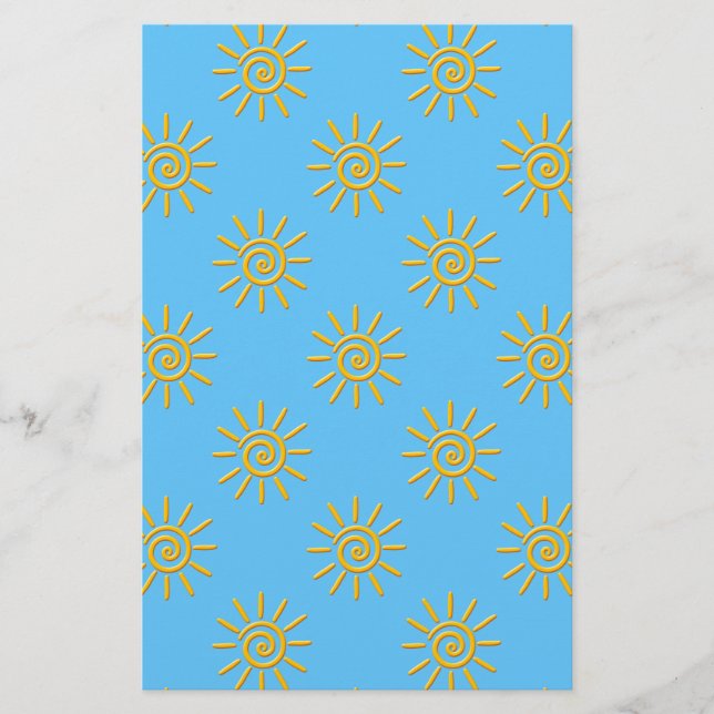 3D Yellow Sun-tekenpatroon (Voorkant)