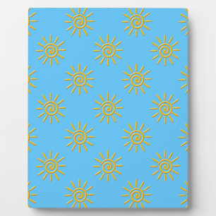 3D Yellow Sun-tekenpatroon Fotoplaat