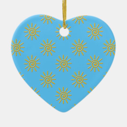 3D Yellow Sun-tekenpatroon Keramisch Ornament (Voorkant)