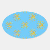 3D Yellow Sun-tekenpatroon Ovale Sticker (Voorkant)