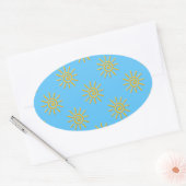 3D Yellow Sun-tekenpatroon Ovale Sticker (Envelop)