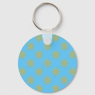 3D Yellow Sun-tekenpatroon Sleutelhanger